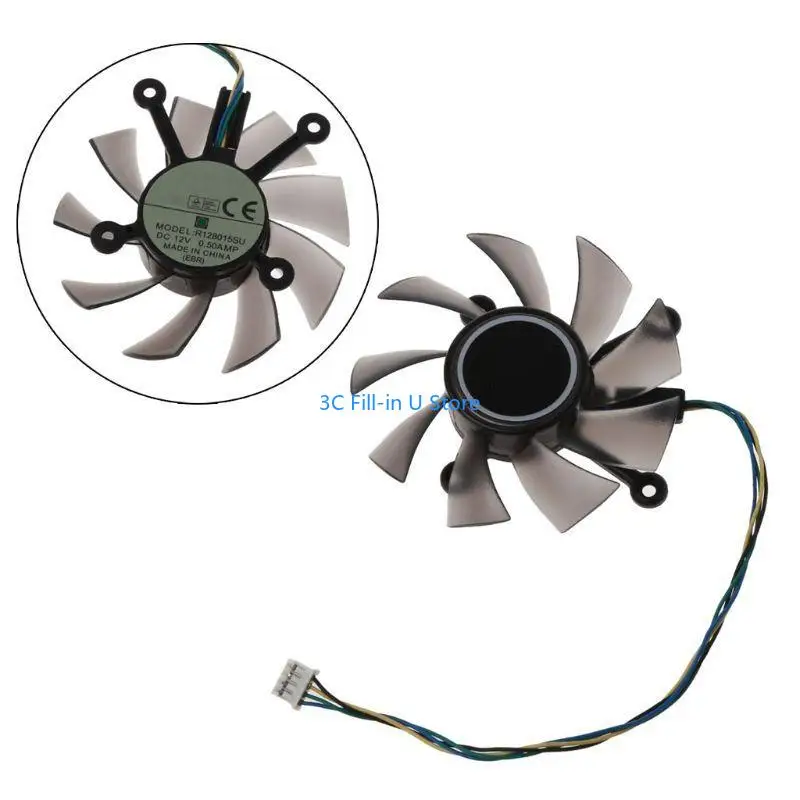 

G8TA 75mm Graphics Card Fan R128015SU Cooler Fan Replacement 0.50A 4Pin Graphics Card Cooling Fan for EAH5830/6850/8600/9800