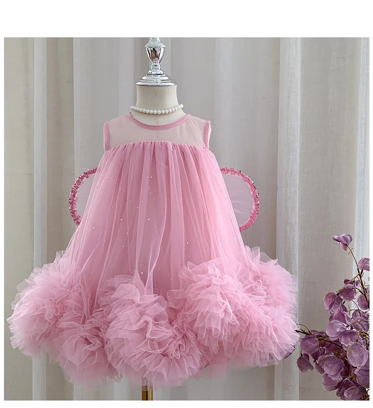 

Новое летнее платье для девочек с пайетками и сетчатыми крыльями, модные детские платья для принцесс на вечеринку, размеры 3-7 лет