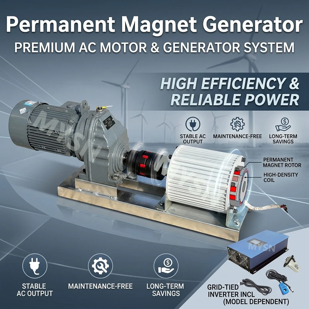 Low Speed 10KW 20KW 30KW Permanent Magnet Generator 220V 380V Free Energy Dynamo AC Magnetic Alternators with Grid Tie Inverter