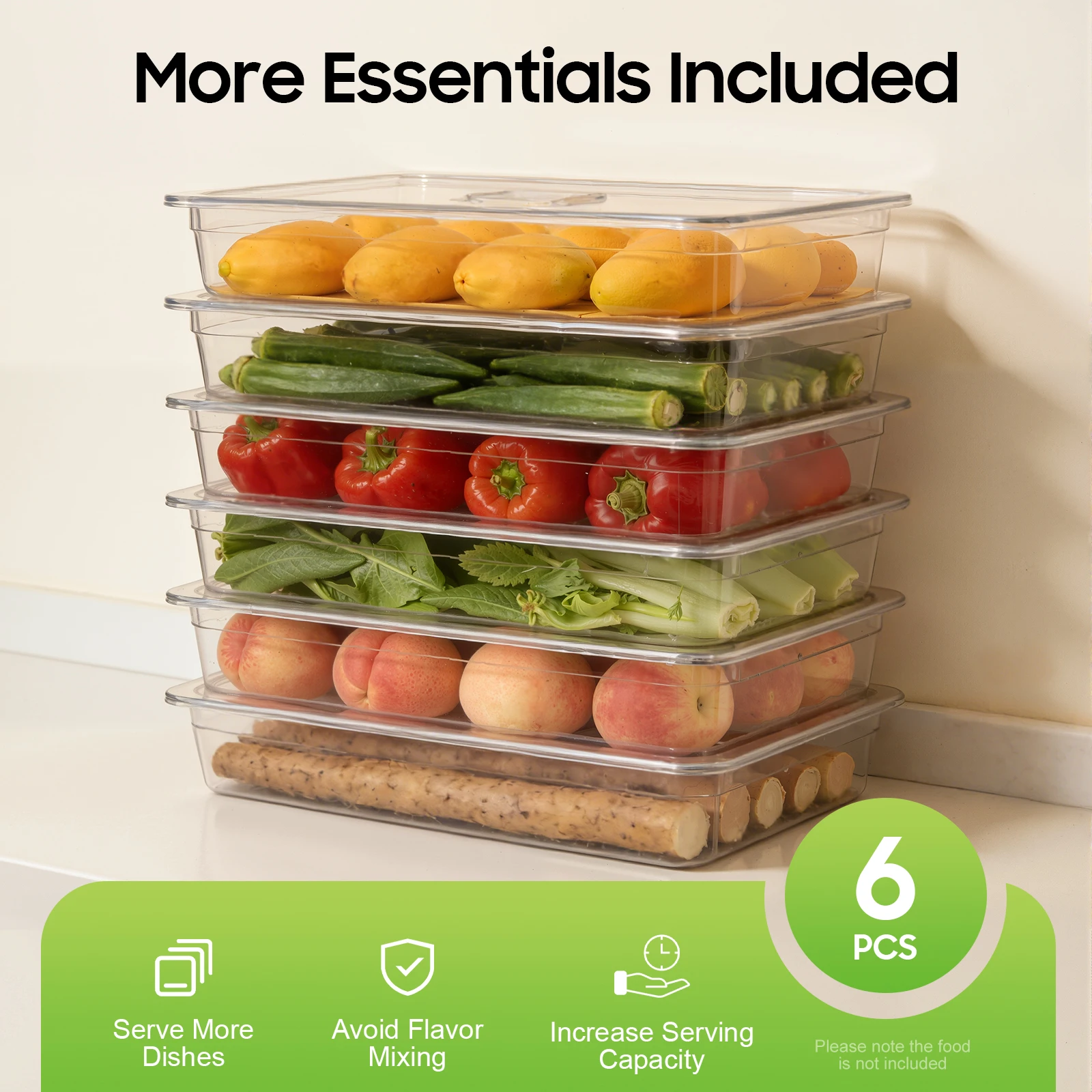 

6 Pack Large Capacity Clear Food Pans 20.7*12.72*4 in with Lids, 4'' Deep, for Restaurants, Catered Events , School Parties