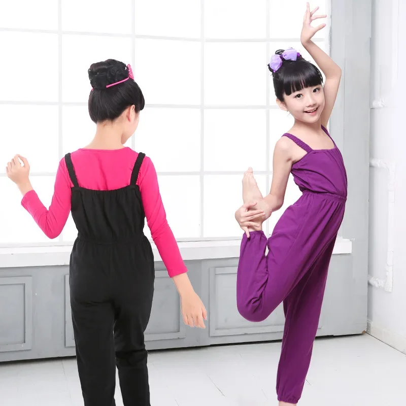 1pcs/lot Children ballet Dance Overalls Kids Black Purple Gymnastics Cotton dancing costumes 