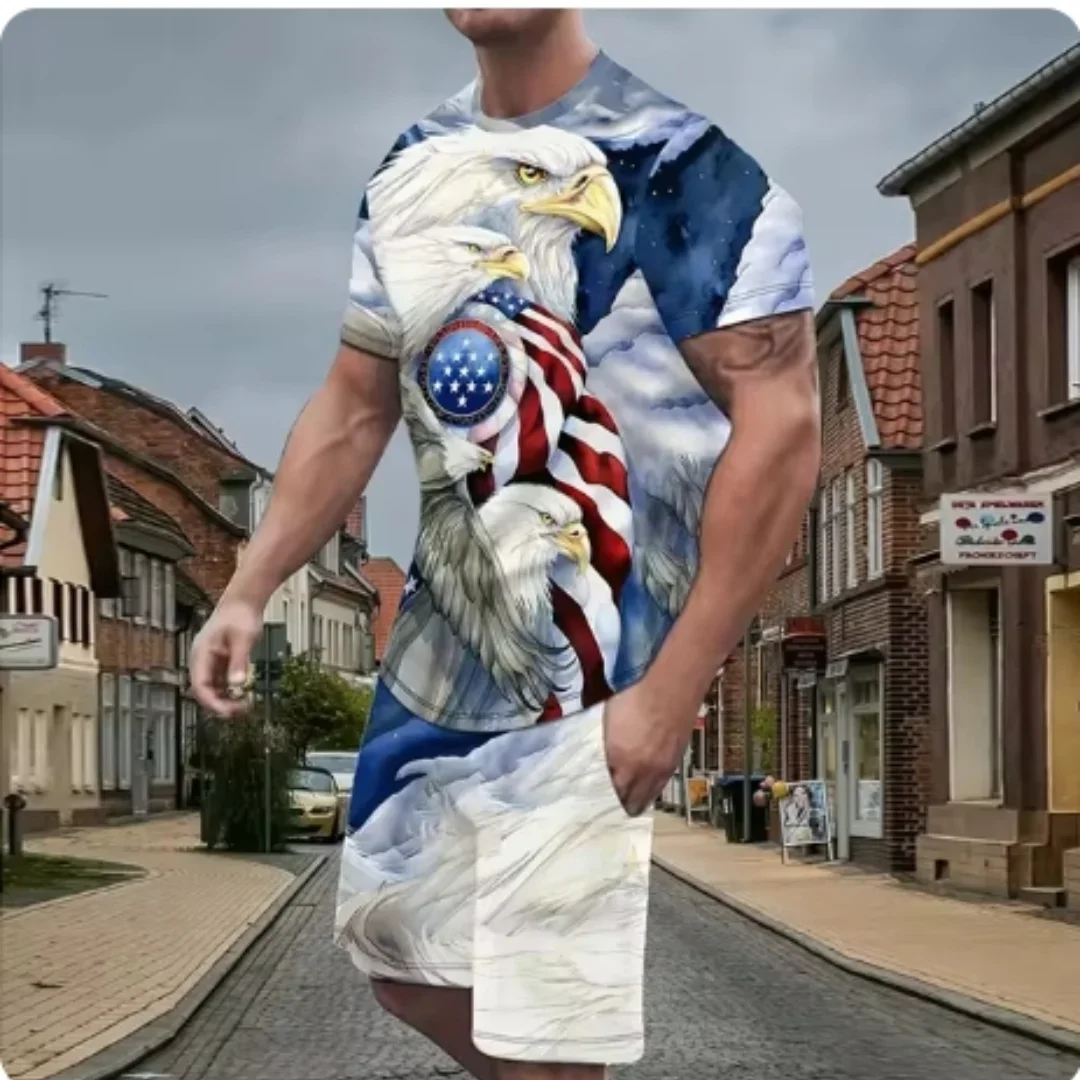 

Модный мужской дышащий топ с 3D принтом и простым узором, уличный мужской модный дышащий комплект футболок