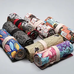 72 Holes Organizer Roll-up Pencil Bags Stationery Make Up Storage Case Pencil Scroll Students School Supplies Crayon Protector