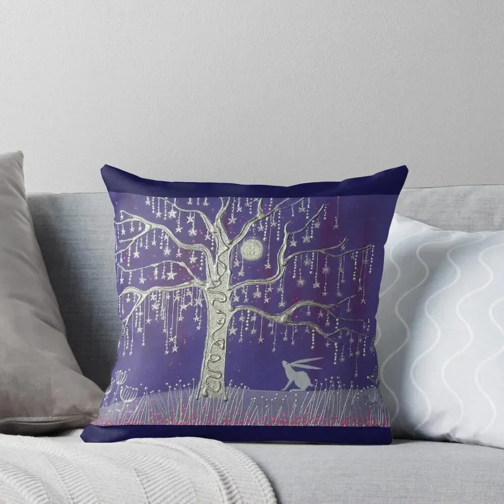 

Tree of Stars, Hare and Moon, Moon Hare, Silver Tree Throw Pillow christmas ornaments 2025 Cushions pillow