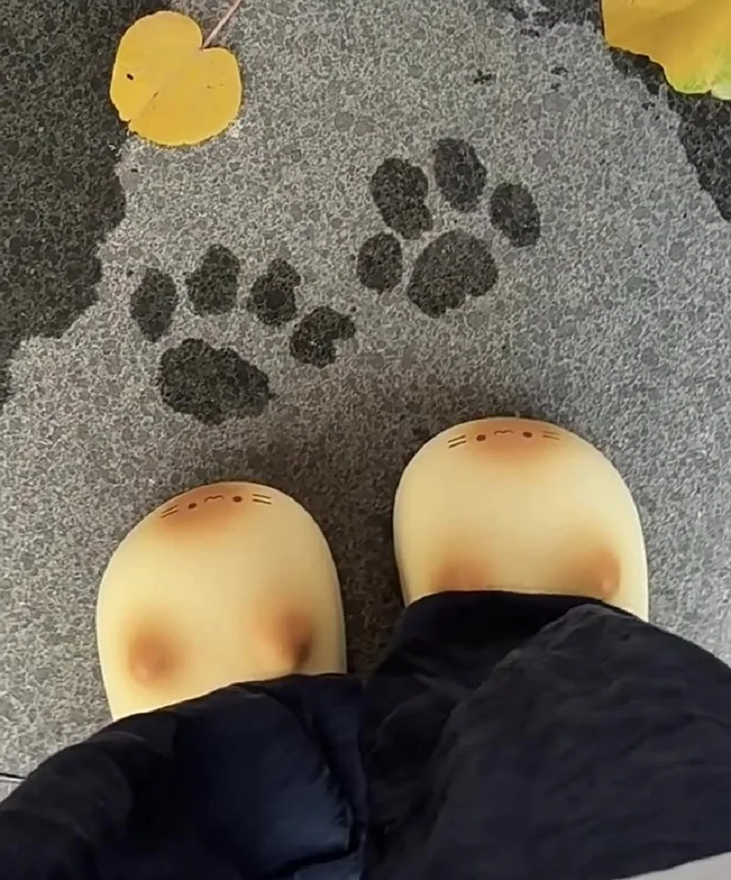 3D Schwarze Katzen-Plüschpantoffeln für Damen, EVA Wasserdicht, Fleece-Futter, Clogs, Winter-Wärme für drinnen und draußen, Kätzchen-Hausschuhe – Detail 5