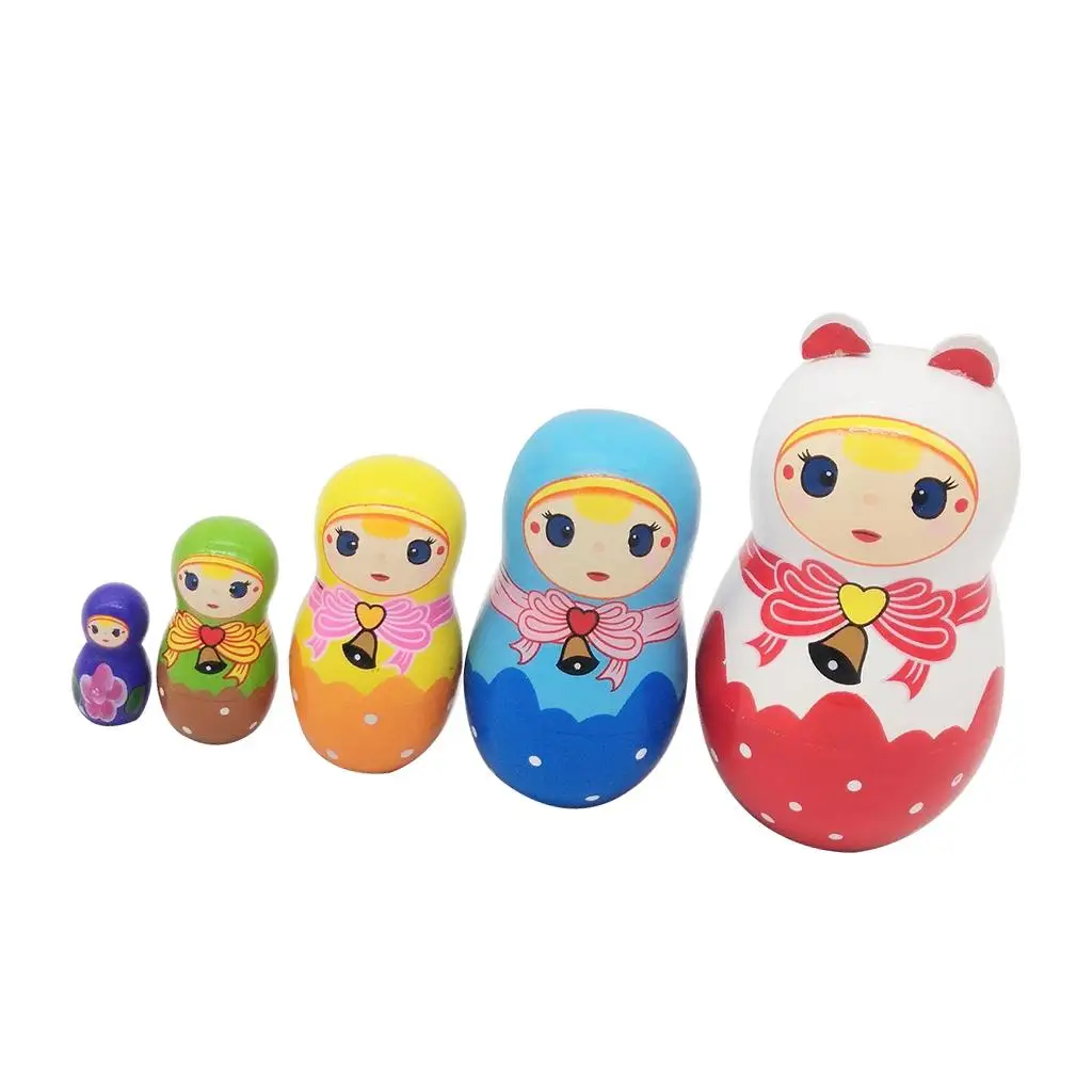 5 Stuks Schattig Klein Meisje Handgemaakte Houten Russische Nestpoppen Matryoshka Poppen Kids Verjaardagscadeaus Huisdecoratie