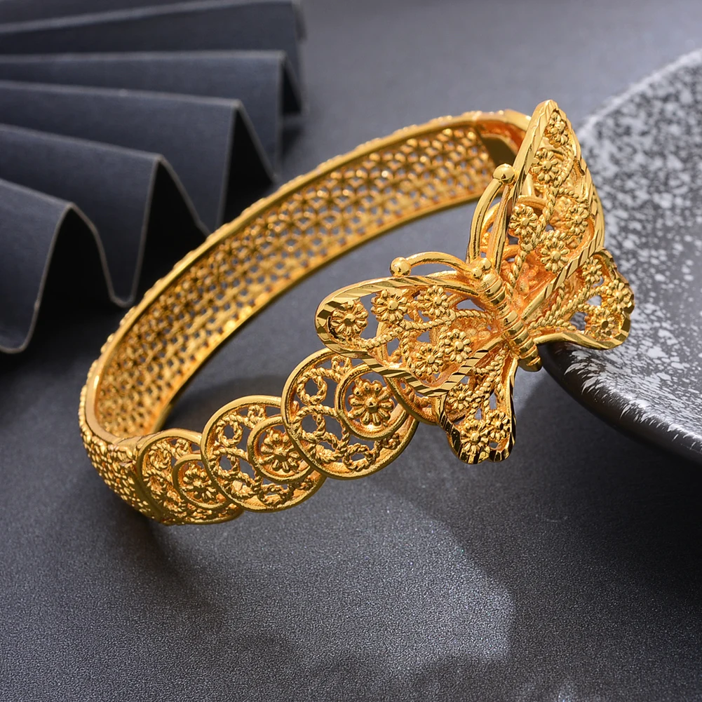 African Big Luxury Dubai Gold Color Bangles For Women Bridal Weddingbangles Bracelets Trend Jewellery Gifts