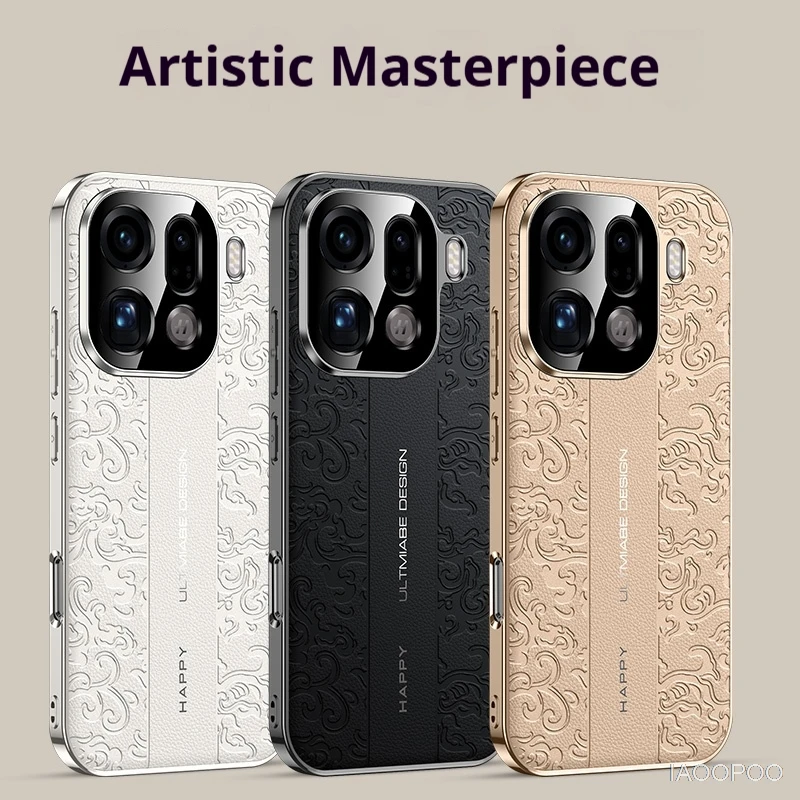 

Luxurious Leather Back Electroplated Soft TPU Cover Case For OPPO Find X9 Pro