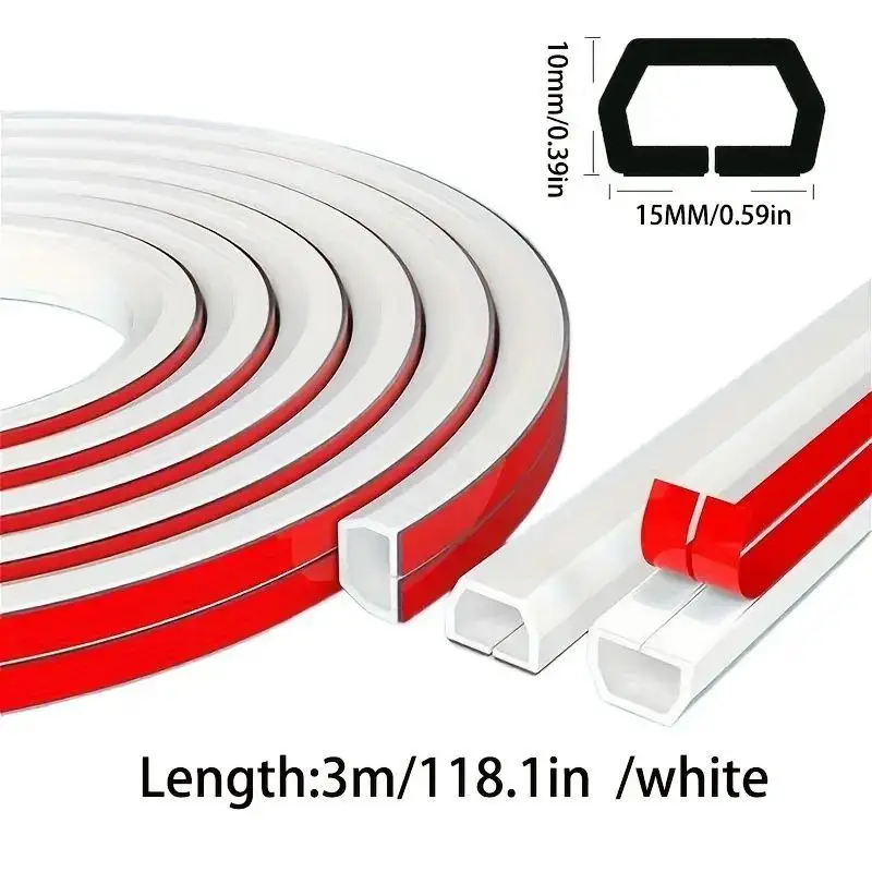1 Roll Self-Adhesive Rubber Cable Hider - 118-Inch PVC Cable Management Cover for Wall & Floor Wire Protection