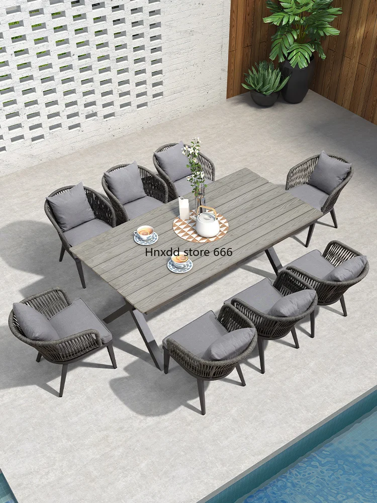 Garden open-air dining table and chairs Outdoor table Balcony rattan chair Waterproof and sunscreen Outdoor chair