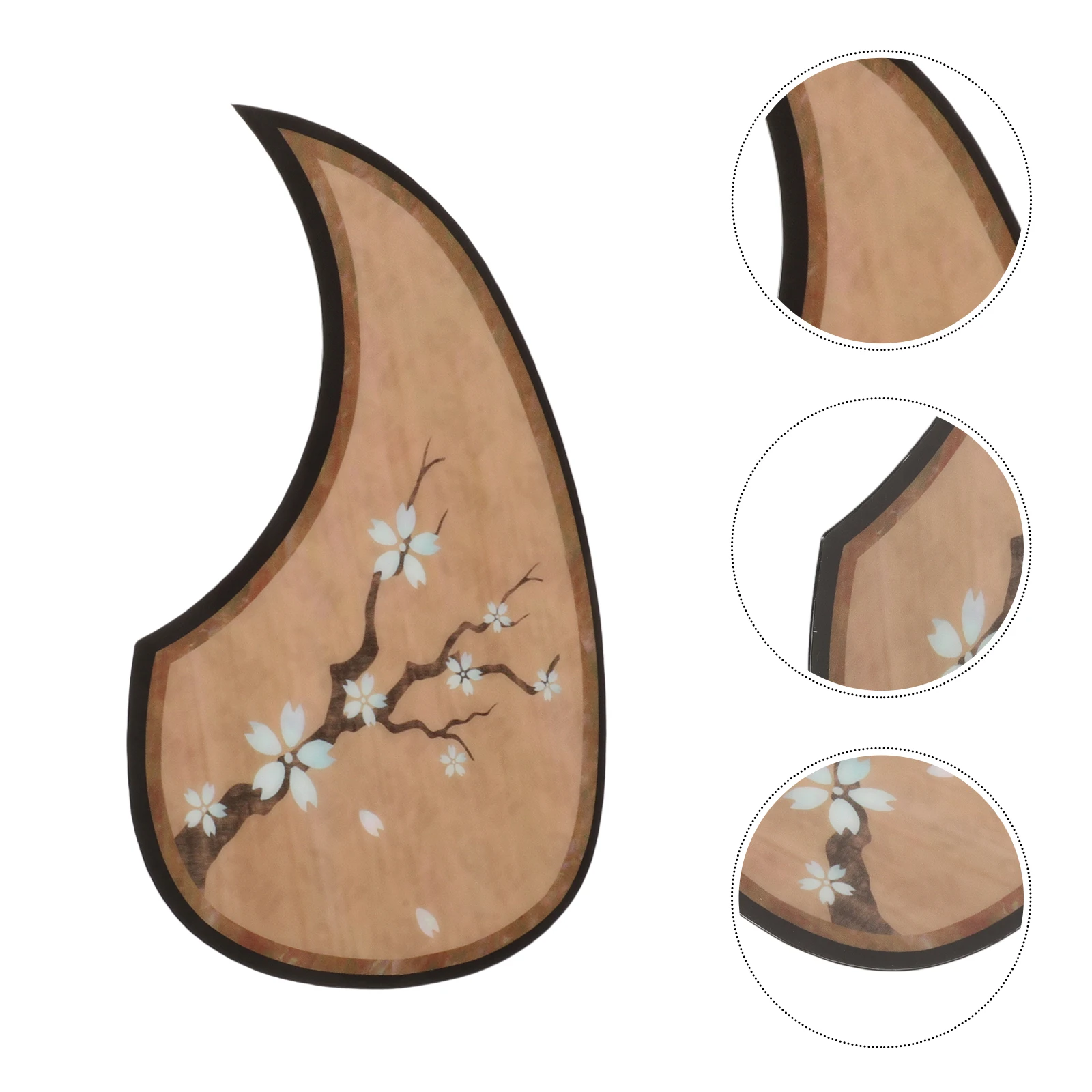 

Cherry Blossom Acoustic Guitar Durable Anti- Sticker Drop Shape Wood Grain Design Easy Install Protection