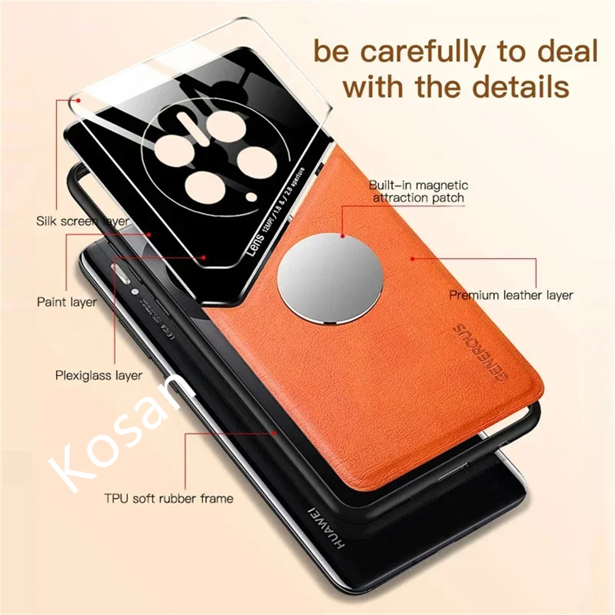 For Mate50 Pro Mate40 Case Leather Car Magnetic Hard PC Cover For Huawei Mate 50 40 60 Pro 50Pro Mate40 Mate60 Phone Cases