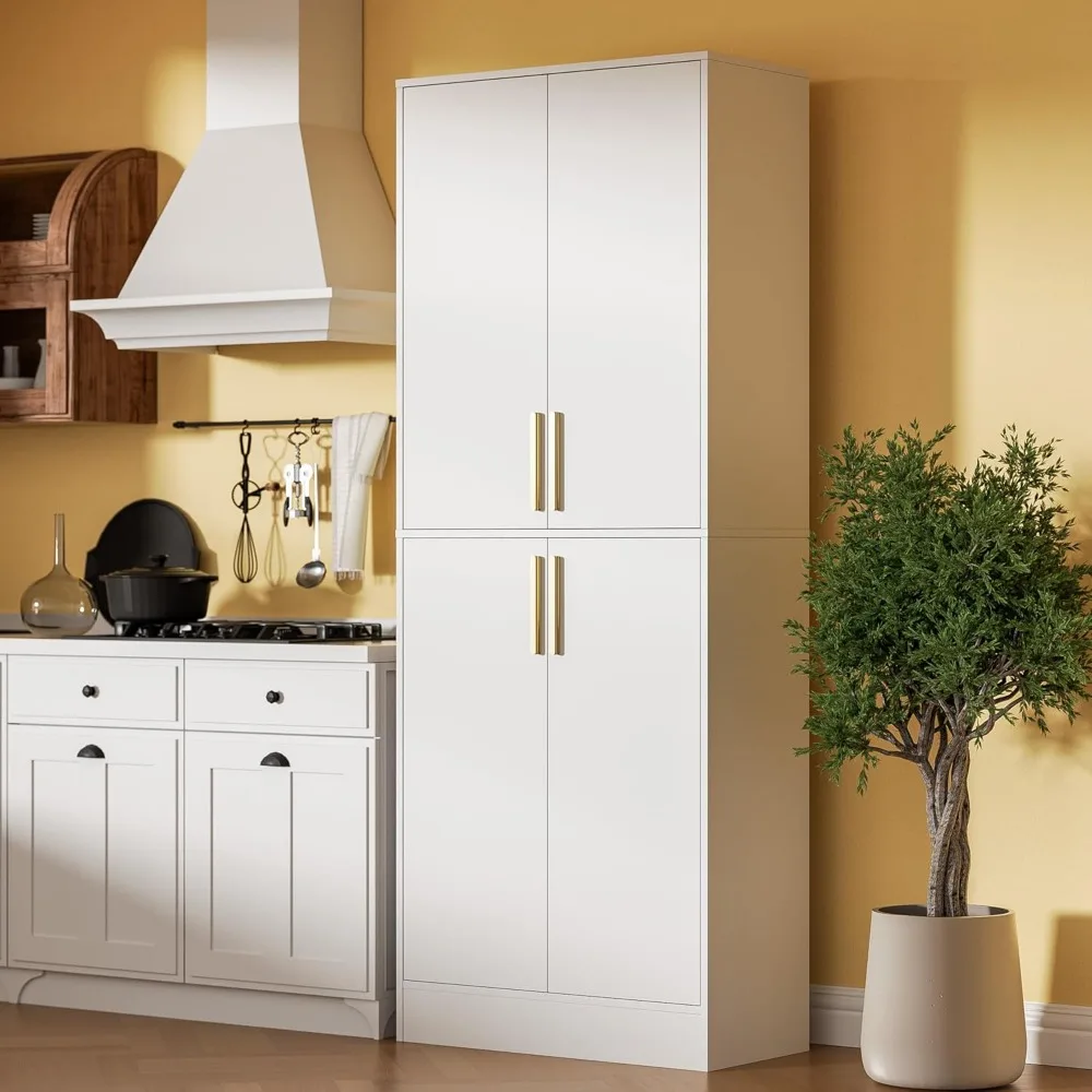 

Tall Pantry Cabinet, Doors Kitchen Pantry Storage Cabinet, Freestanding Larder Cupboard, Kitchen Hutch Cabinet, Utility