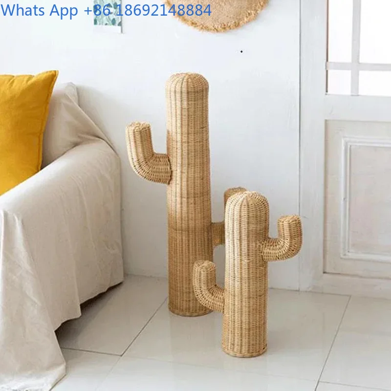 

Ваби-Саби стиль натуральный ротанг плетеный орнамент в виде кактуса в пустыне гостиная сад американский ротанг художественное украшение