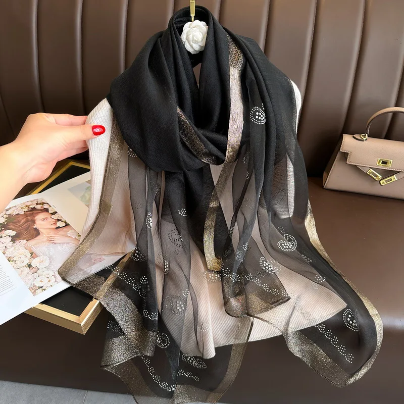 Long silk wool scarf Shawls and Wraps for Women High Quality Bufandas Foulard Headkerchief Luxury Brand Hijab New Lady Scarves