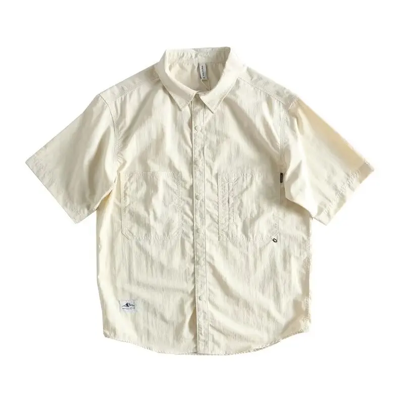 

Loose Fit Pure Cotton Short Sleeve Shirt Men's Casual Versatile Simple Color Collared Spring Summer Top Outerwear