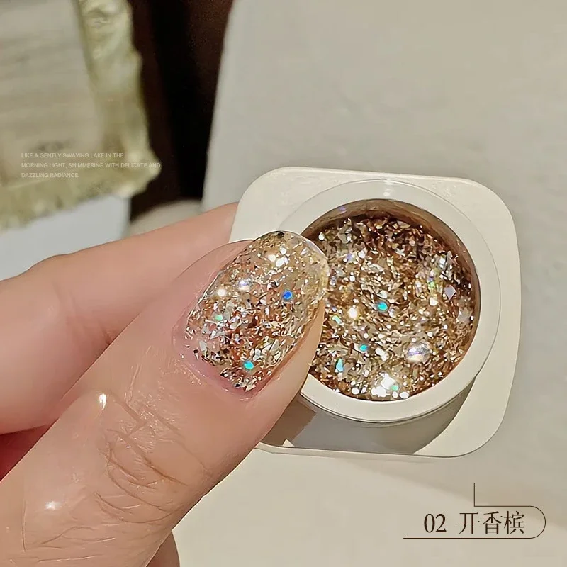 4 cores 5ml glitter lantejoulas gel unha polonês 5ml glitter arte do prego gel embeber fora gel uv para manicure verniz semi permanente híbrido