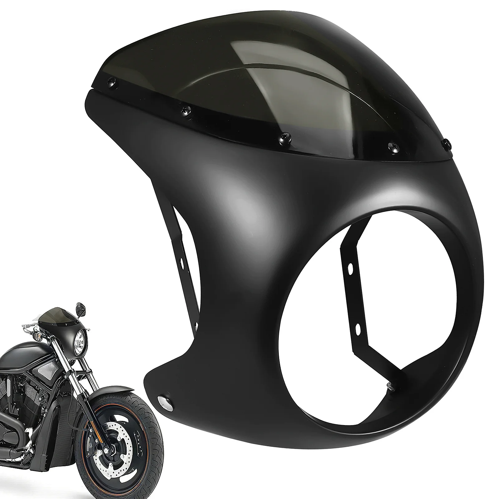 

1pc Motorcycle Windshield 7 Inch Universal Headlamp Fairing Windscreen Deflector For Touring Riding Protection Durable Abs