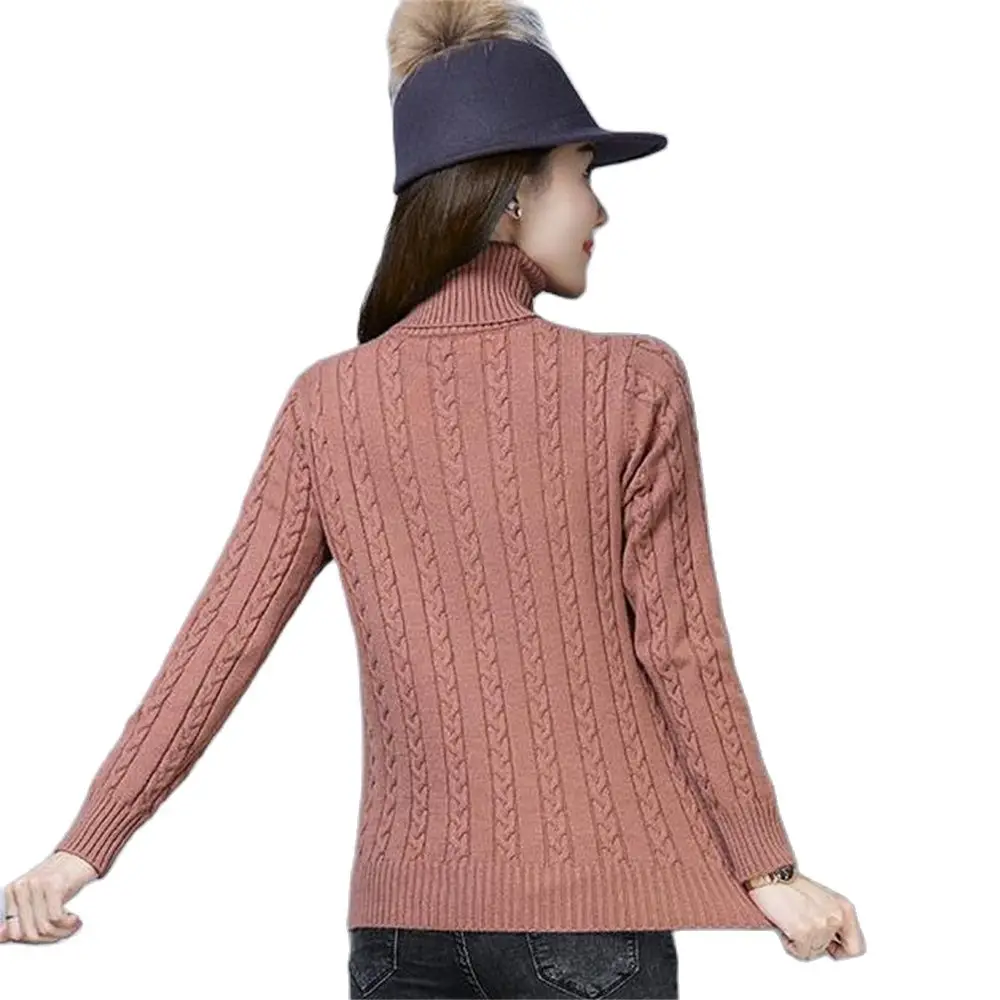 Pullover monocromatico lavorato a maglia da donna maglioni Slim manica lunga girocollo Lady top maglioni elastici femminili caldo autunno inverno