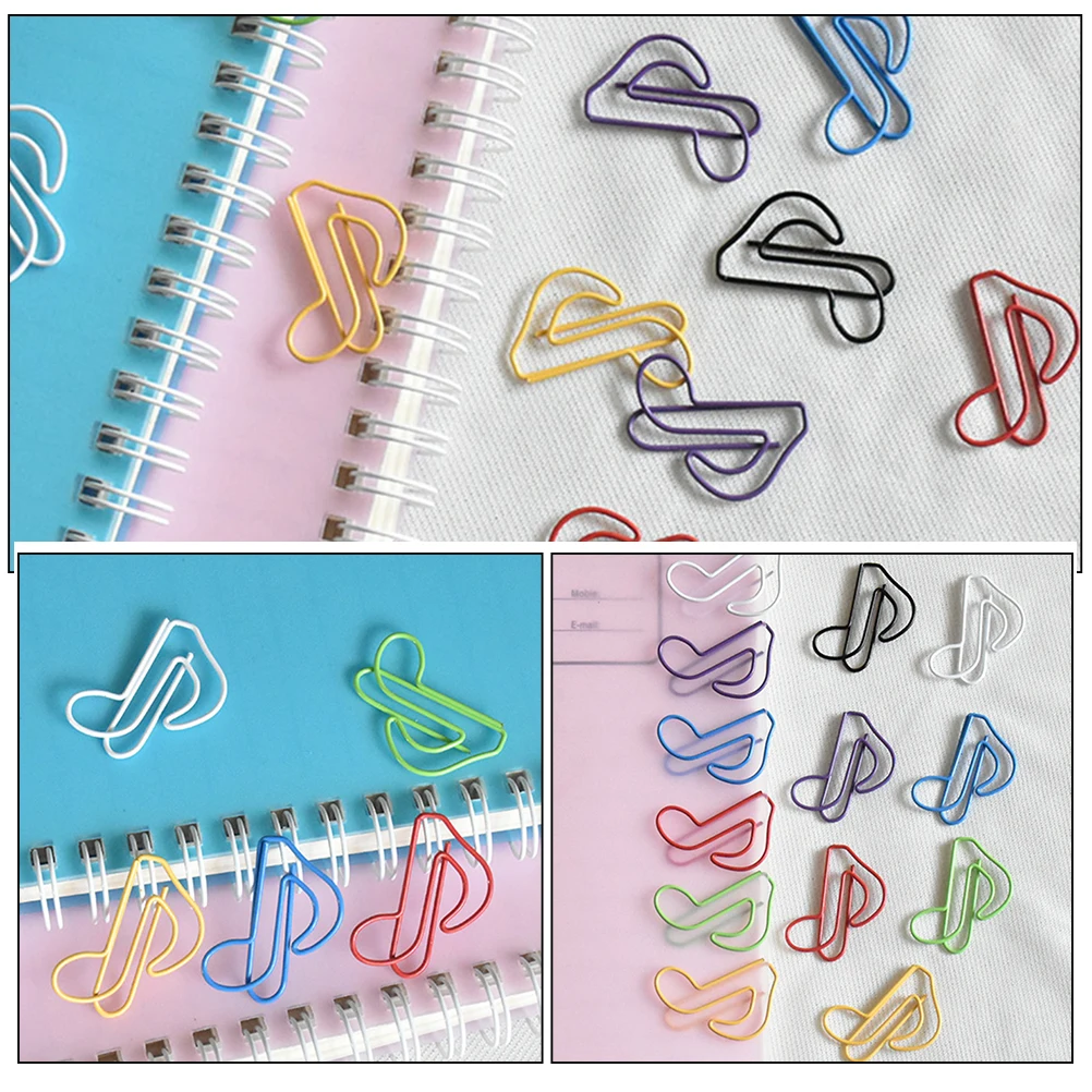 50PCS Music Paper Clips Decorative Metal Clips Bookmark Clips Page Clips Music Note Shaped Paper Clips for Office and School Use
