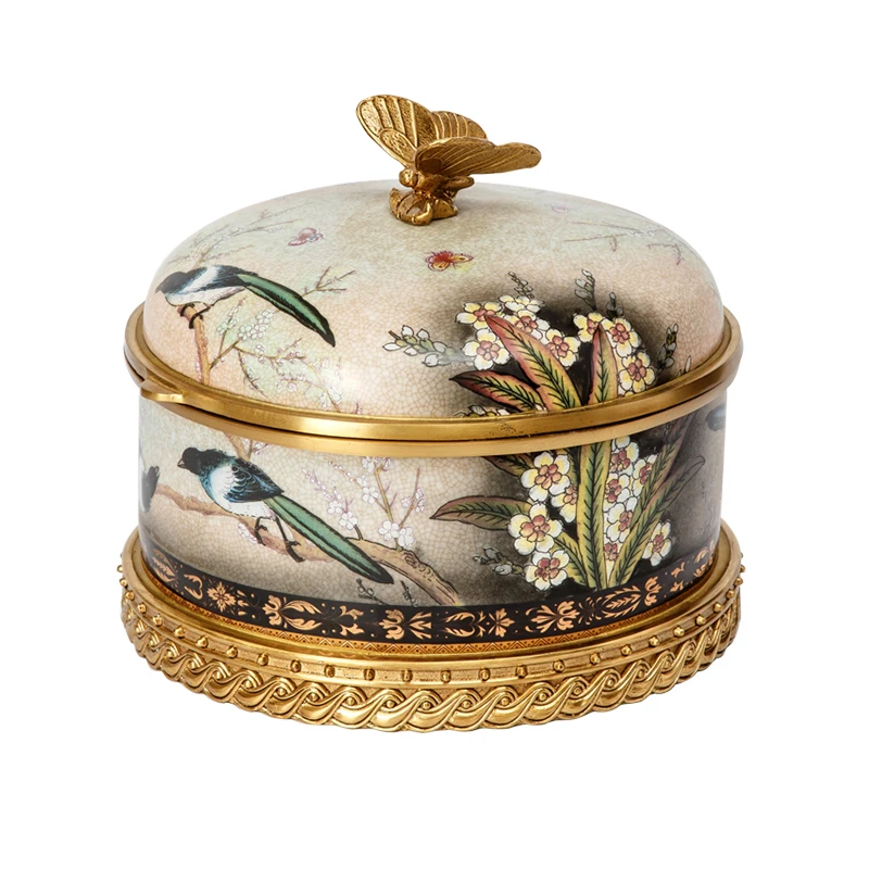 

Antique brass luxury craft art decoration copper candy pot amusing shape storage jar jewelry box