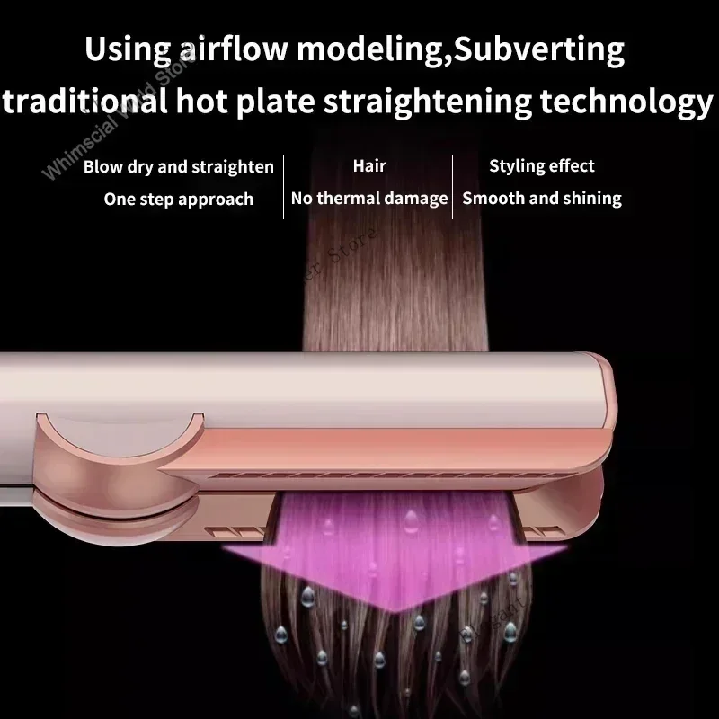 2 في 1 مكواة فرد الشعر الاحترافية ومجفف الشعر، مكواة مسطحة للشعر، مكواة الأيونات السالبة، أداة تصفيف طويلة الأمد #3