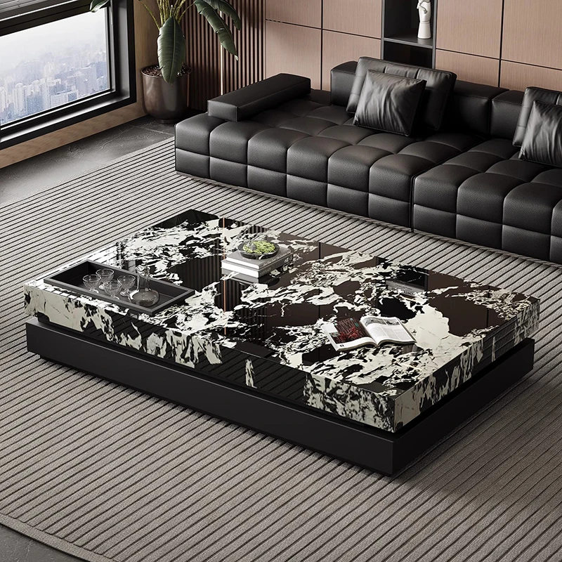 

Modern Rectangle Coffee Table Design Luxury Black Round Coffee Table Living Room Premium Mesas De Centro Para Sala Accessories