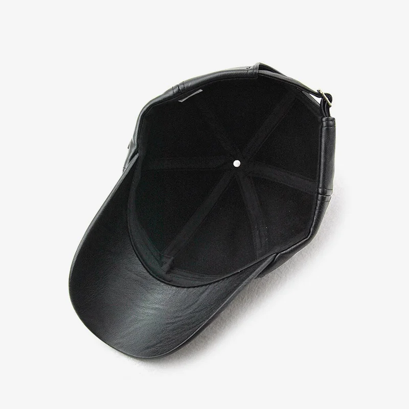 Mens Pu Leather Baseball Caps Spring and Autumn Outdoor Adjustable Casual Hats Sunscreen Hat