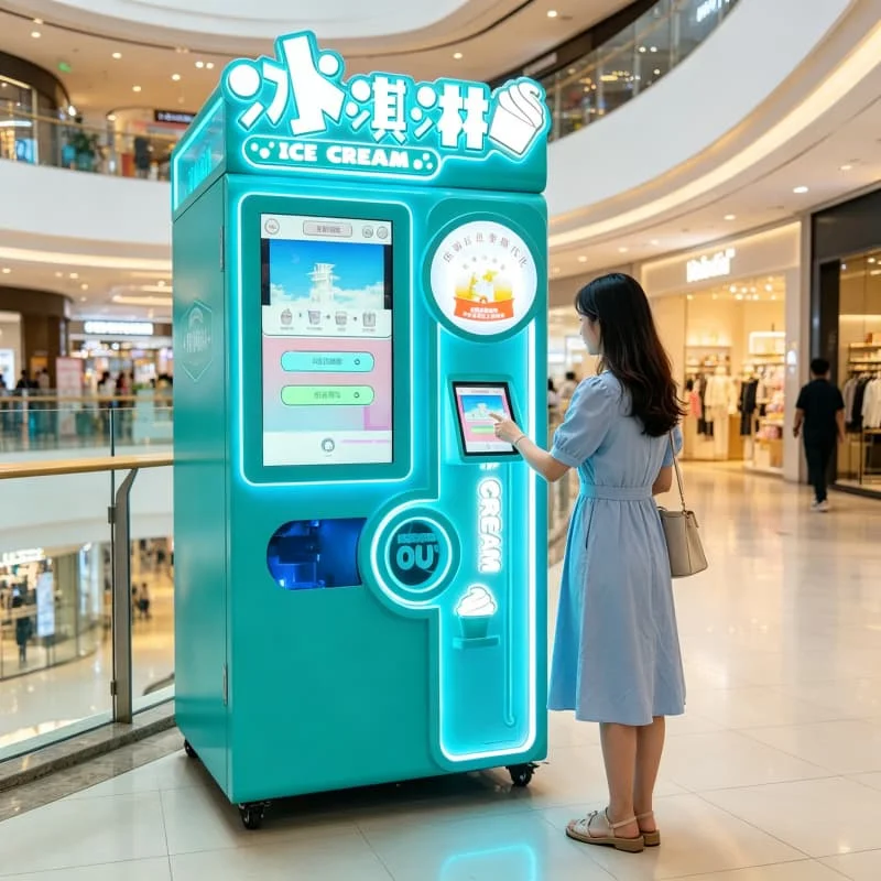 Single Flavor Self Service Ice Cream Machine Countertop 12L Hopper 220V 1200W For Small Cafe Ice Cream Shop Kiosk