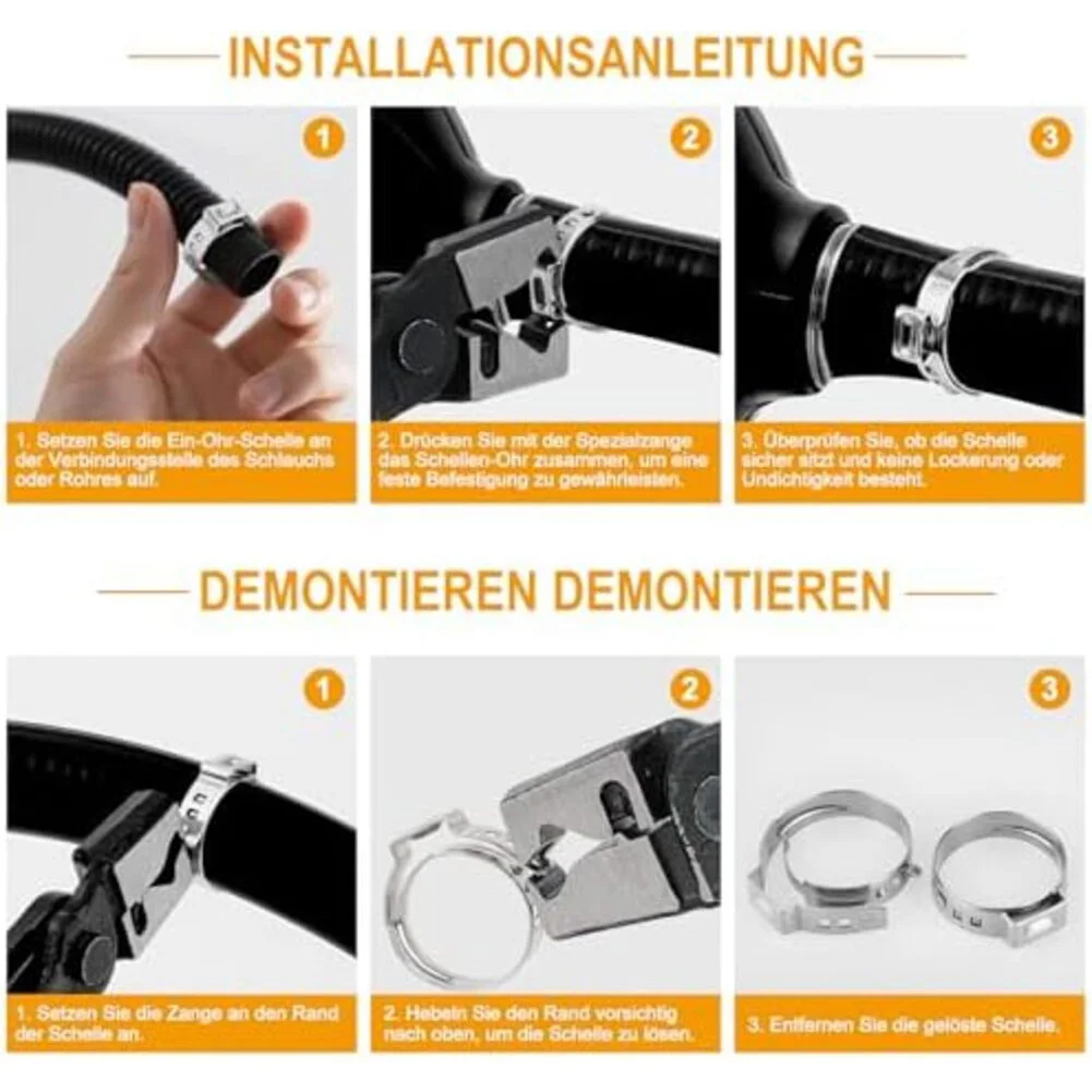 For Automotive Repair 14 Sizes 5.3-33.1 Mm Ear Clamp Kit Indoor Outdoor Hose Clamps Strong Expansion Compensation