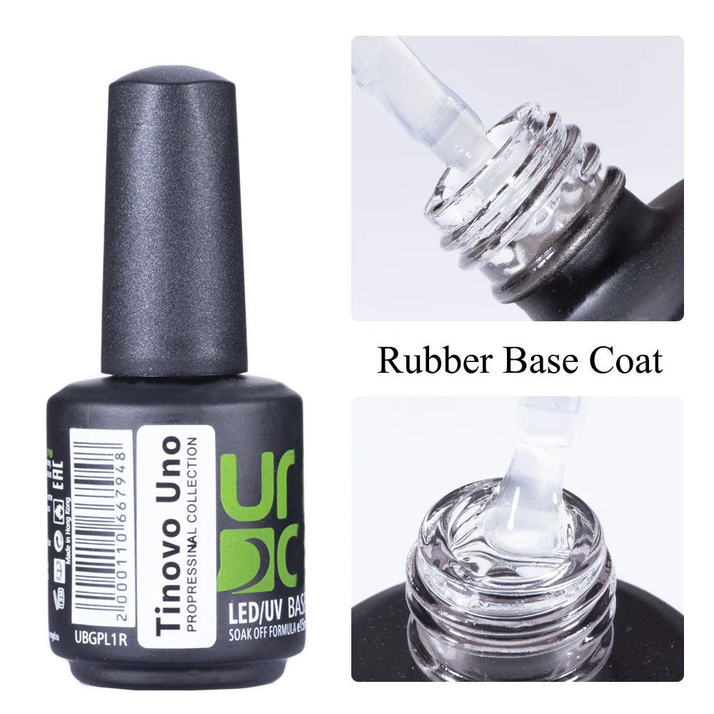 Tinovo Uno-esmalte de uñas con Base de goma, esmalte UV semipermanente, capa Base fuerte y gruesa, capa superior para manicura, Salón de Arte de uñas