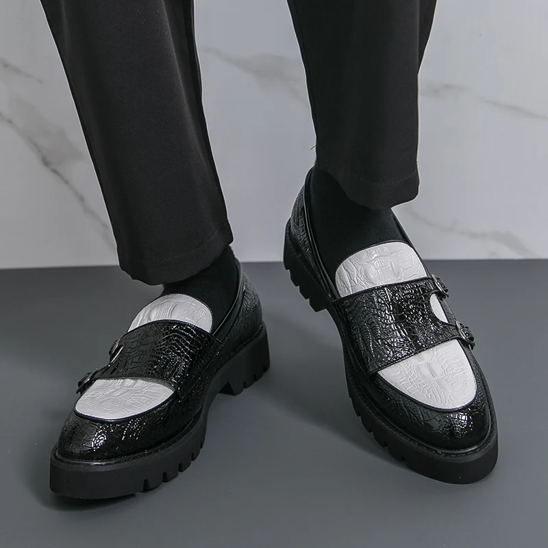 

Men Loafers PU Splicing Thick Sole Comfortable Classic Business Men Shoes Sizes 39-48