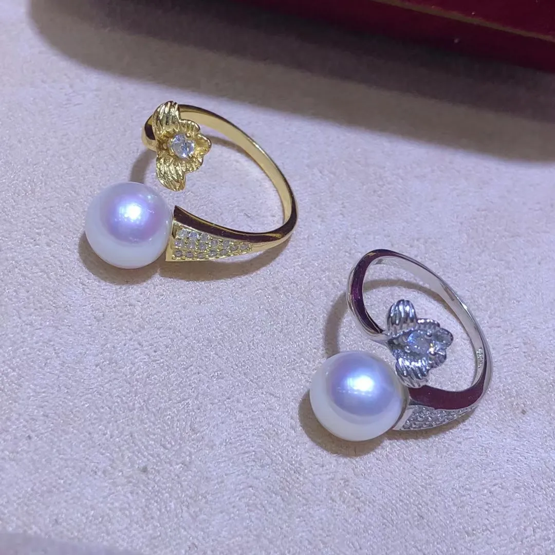 

Регулируемое кольцо из стерлингового серебра S925, настройки крепления, аксессуары, детали, фитинги для жемчуга 9-10 мм, 5 шт./лот