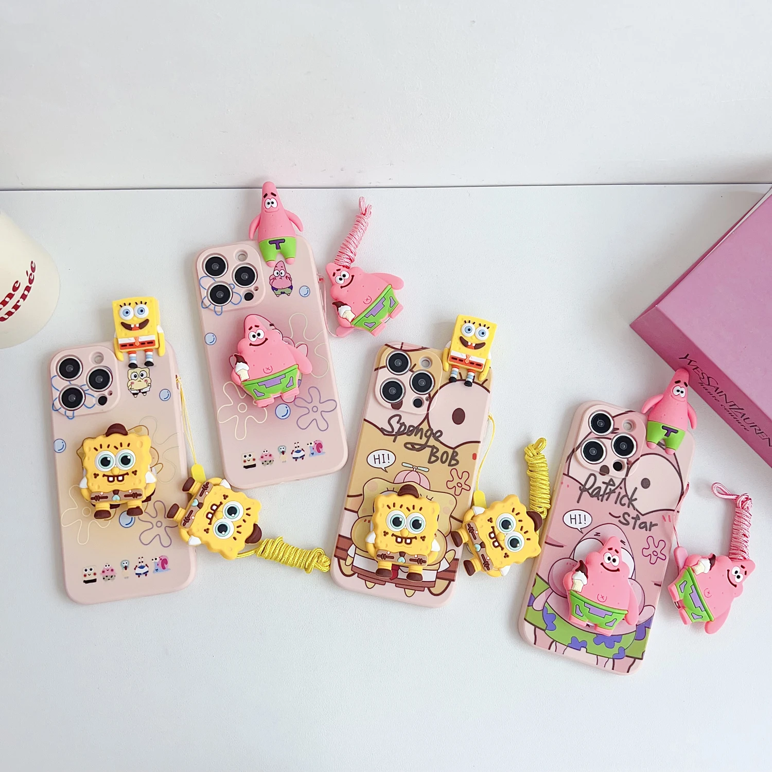 Für Samsung Galaxy S8 S9 S10 S20 S21 S22 S23 S24 S25 S26 Ultra FE Edge Note 9 10 20 Plus Kawaii 3D-Figuren-Hülle mit Halterungsseil