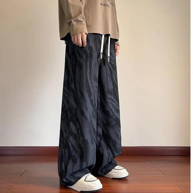 

Plus Size M-5XL Elastic Waist Drawstring Corduroy Printed Straight Leg Pants for Men Trendy & Comfortable Autumn Bottoms Man 5XL