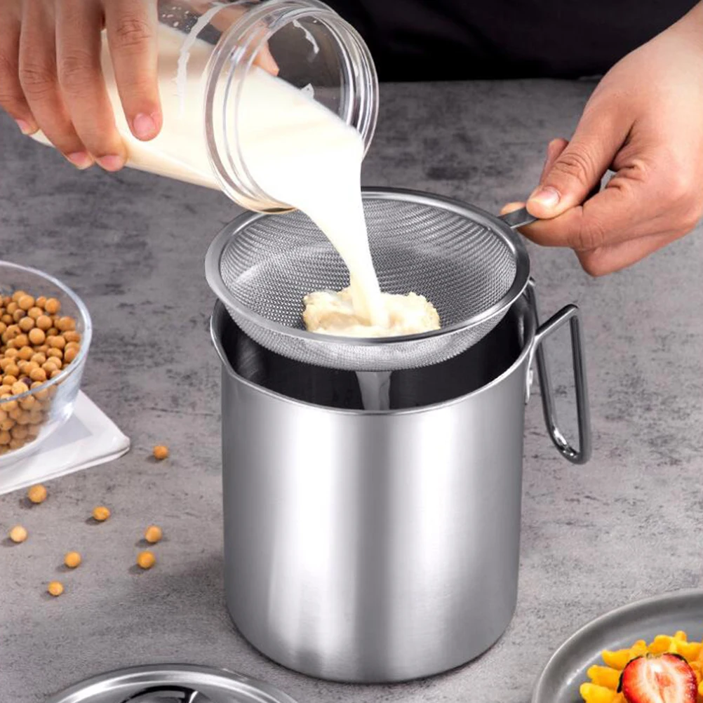 

Oil Strainer Container Stainless Steel Fine Mesh Filter For Fried Food Grease Bacon Oil Storage Kitchen Gadget