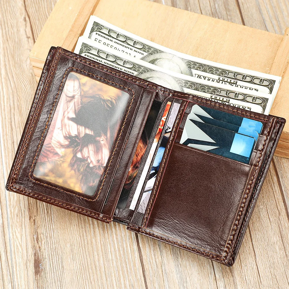 محافظ جلدية كلاسيكية للرجال مع 2 جيب نقدي حامل بطاقة المال كليب سليم الذكور محفظة حقيبة المحفظة الرجالية #1