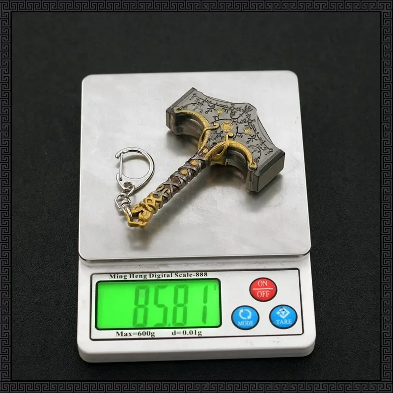 8cm God of War Mini The Hammer of Thor Kratos Keychain Game Peripheral Weapon Knife Katana Sword Samurai Craft Ornament Gift Toy