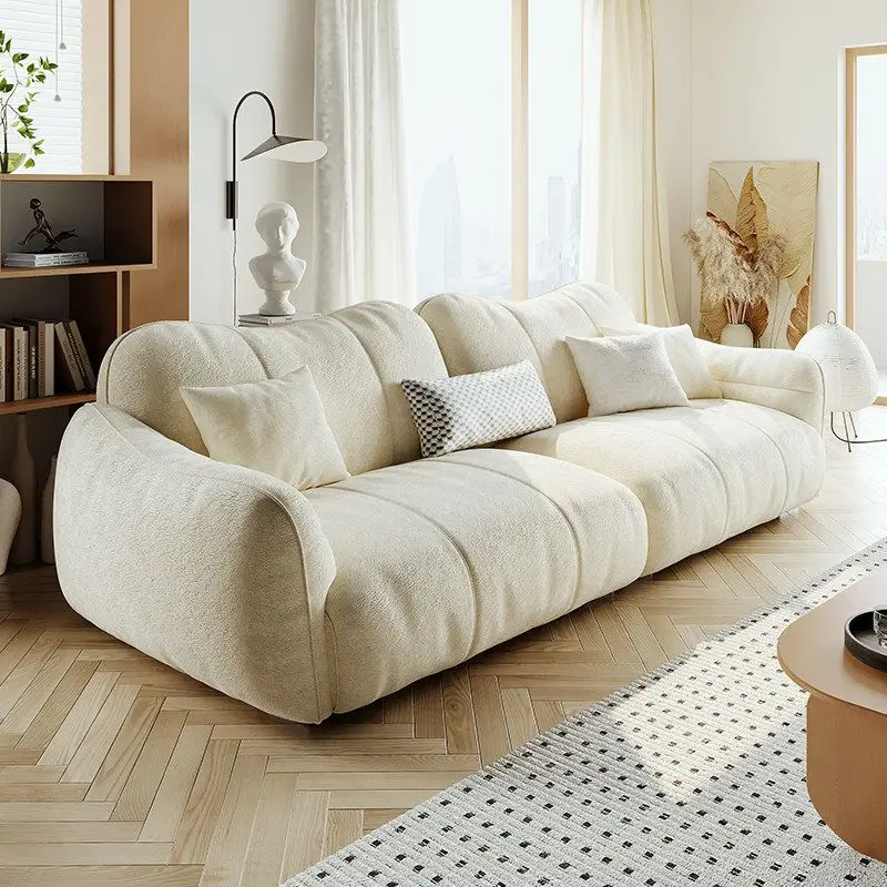Neil fabric sofa French cream style, large and small apartment, short feet, straight row multi-person 2025 new model