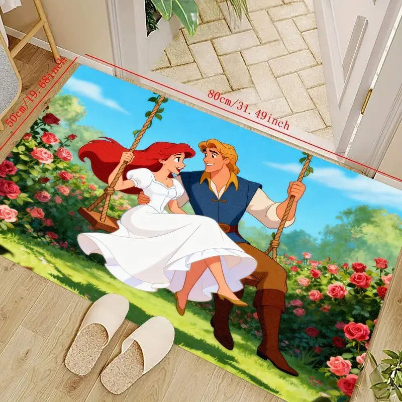 

1 шт. Disney Русалочка Ариэль и принц Эрик Love Story напольный коврик, 50x80 см (19,68x31,49 дюйма) романтическая садовая качели сцена Do