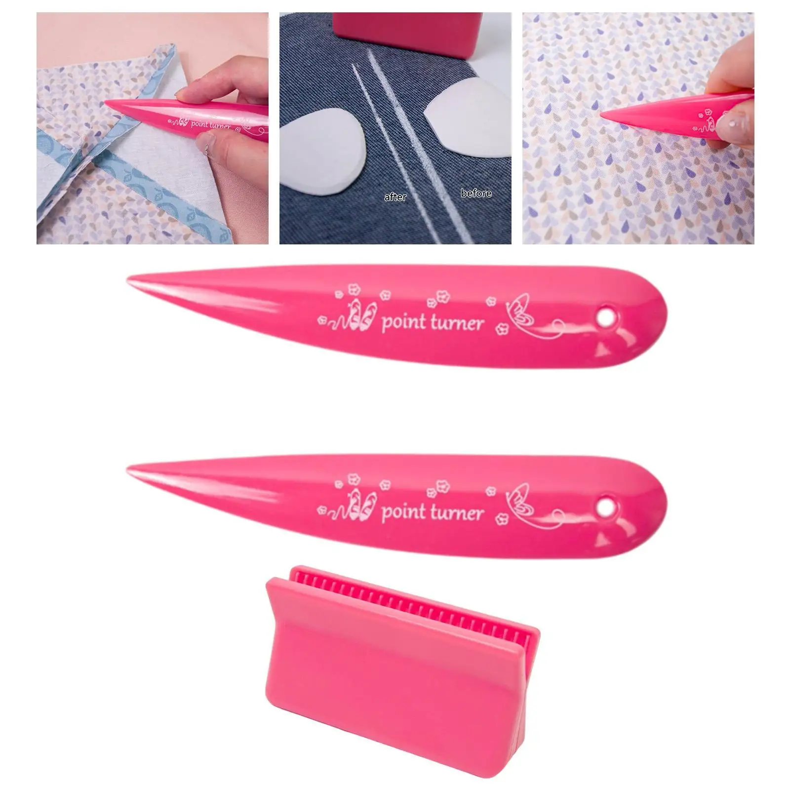 Point Turner Lightweight Portable Sewing Tool Sewing Edge Crease Tool Seam Presser Tool for Quilting Fabric DIY Handmade Sewing