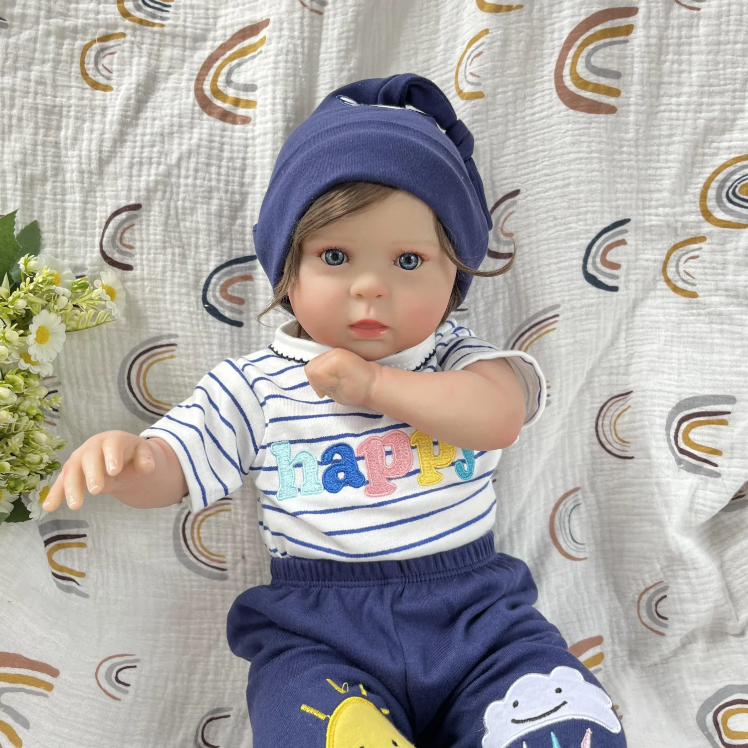 BZDOLL 50 CM Realistyczna Lalka Reborn z Materiału, Ciało z Tkaniny, Zabawka dla Dzieci, Skóra 3D, Księżniczka, Lalka Niemowlę, Uroczy Prezent Urodzinowy