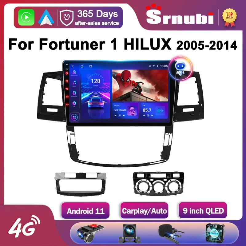 

Srnubi 2Din Android 11.0 Car Radio for Toyota Fortuner 1 Hilux Revo Vigo 2005-2015 Multimedia Player 4G Carplay auto Head Unit