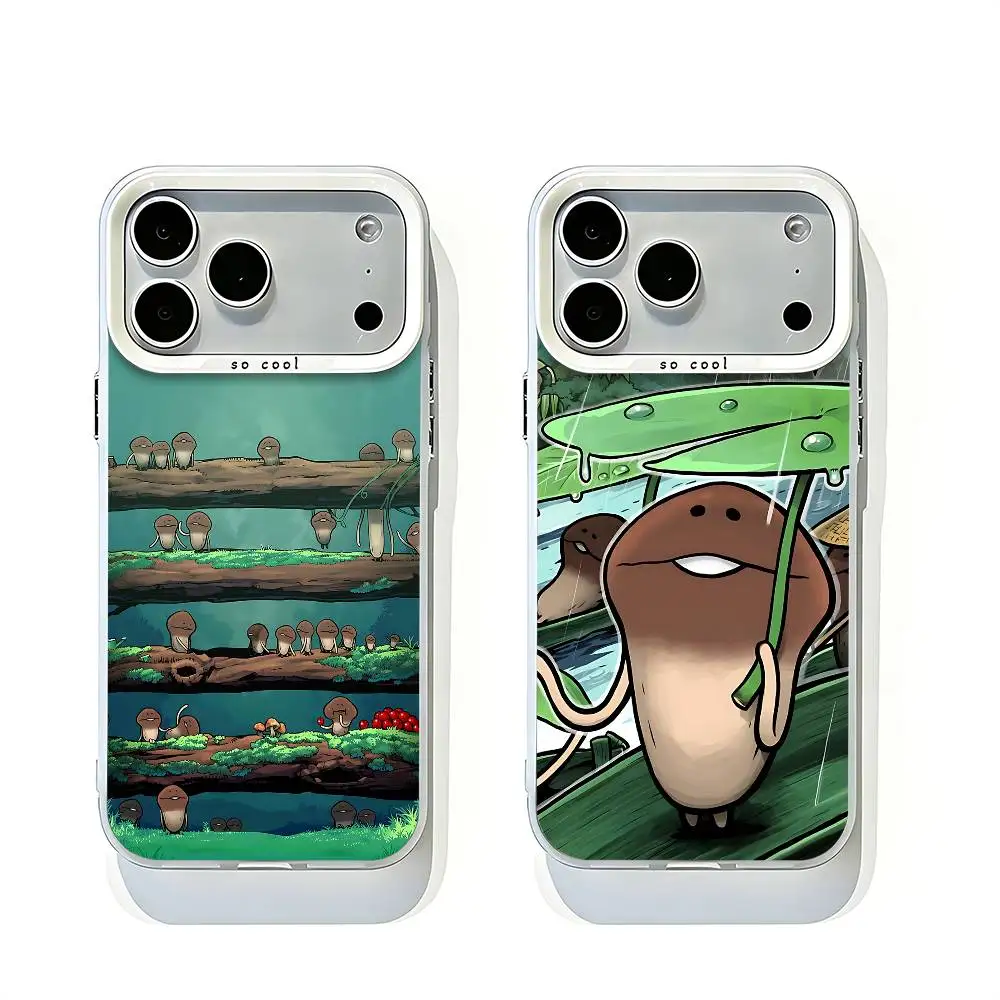 

Mushroom G-Garden White Matte Bumper Cover For iPhone 17 16 15 14 13 12 11 Pro Max Large Camera Hole Case