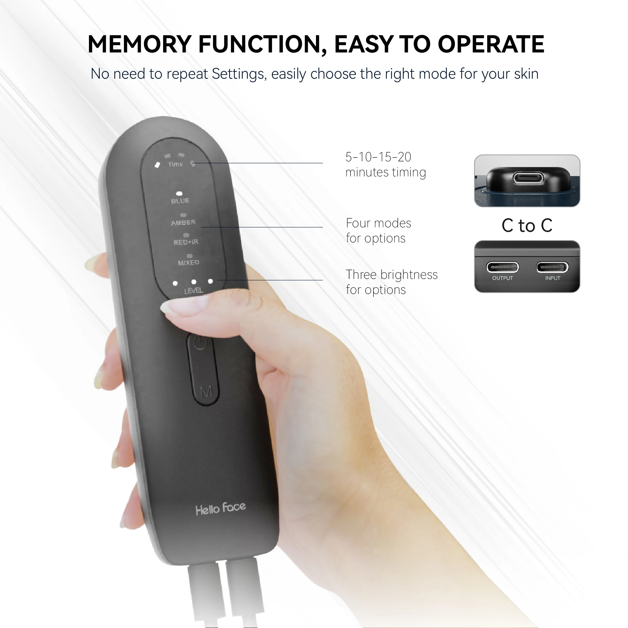 Controlador Hello Face: Compatible con Cinturón LED L120, Máscara LED M500/M500S y Máscara L6