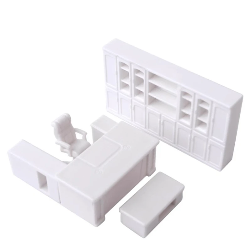 Muebles de casa de muñecas, Material de arquitectura, mesa en miniatura, silla, estantería, armario, modelo, kit de construcción, 1/50, 1/75, 5 unidades por juego