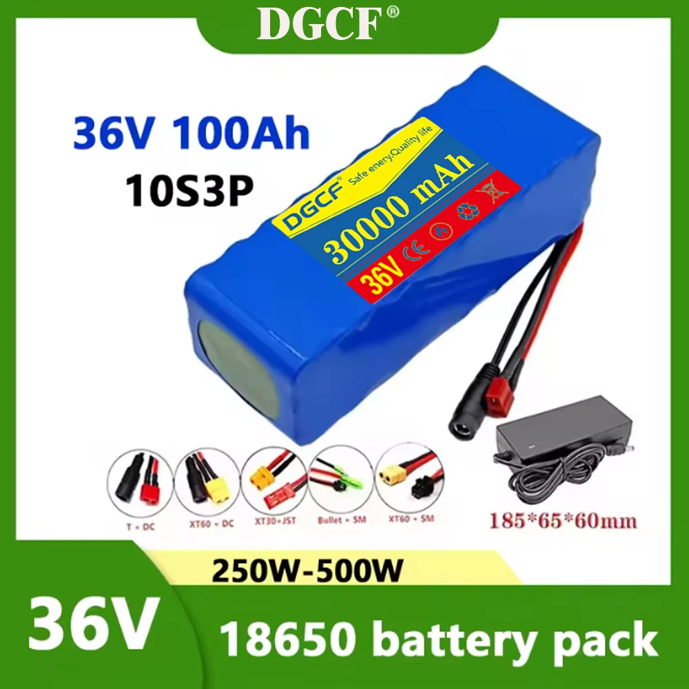 

2025 NEW 36V 30Ah 18650 battery pack 10S3P 30000mAh built-in 30A BMS, 250W-500W battery+42V 2a charger