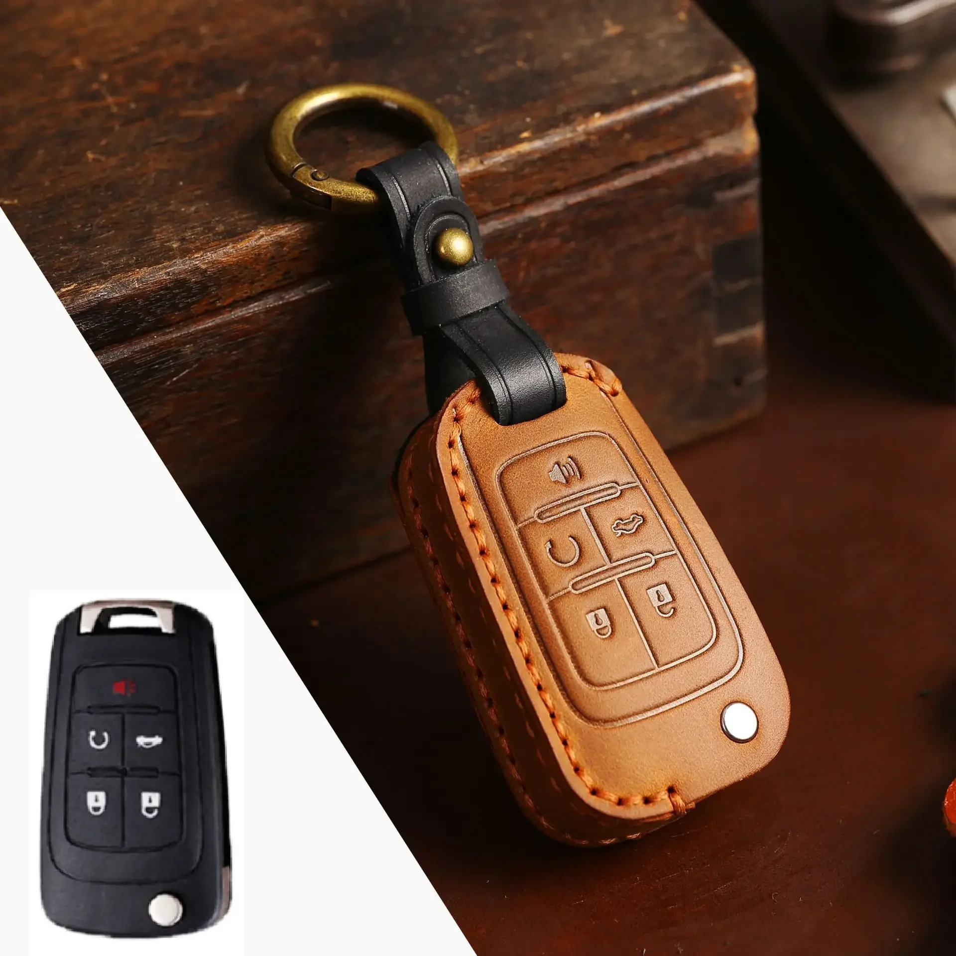 for Chevrolet Cruze Epica Lova Camaro Impala Fit Opel Buick 2/3/4/5 Button Leather cover shell Car Key Case Keychain Accessories