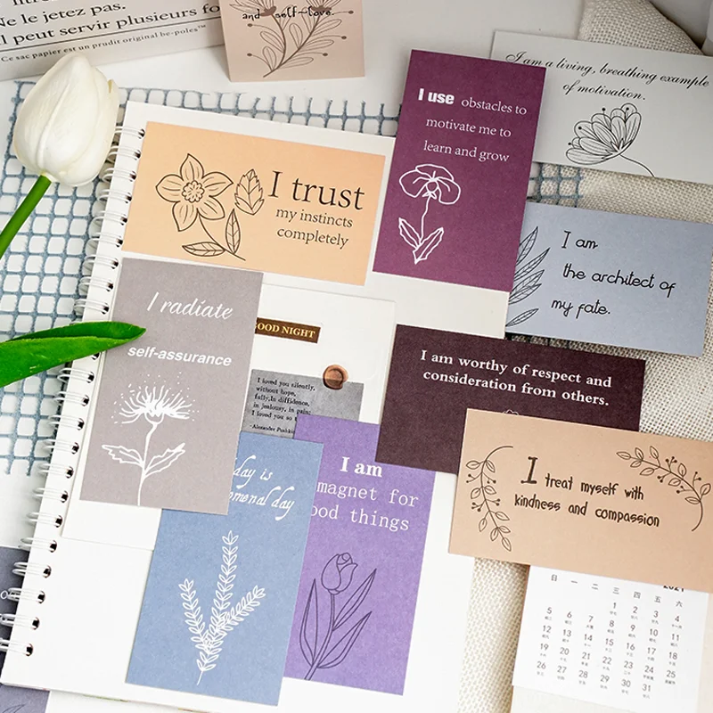 1Style 100Sheets/box Morandi Color Inspirational Women Cards 100 Not Repeatable Creative Handbook Materials DIY Decoration