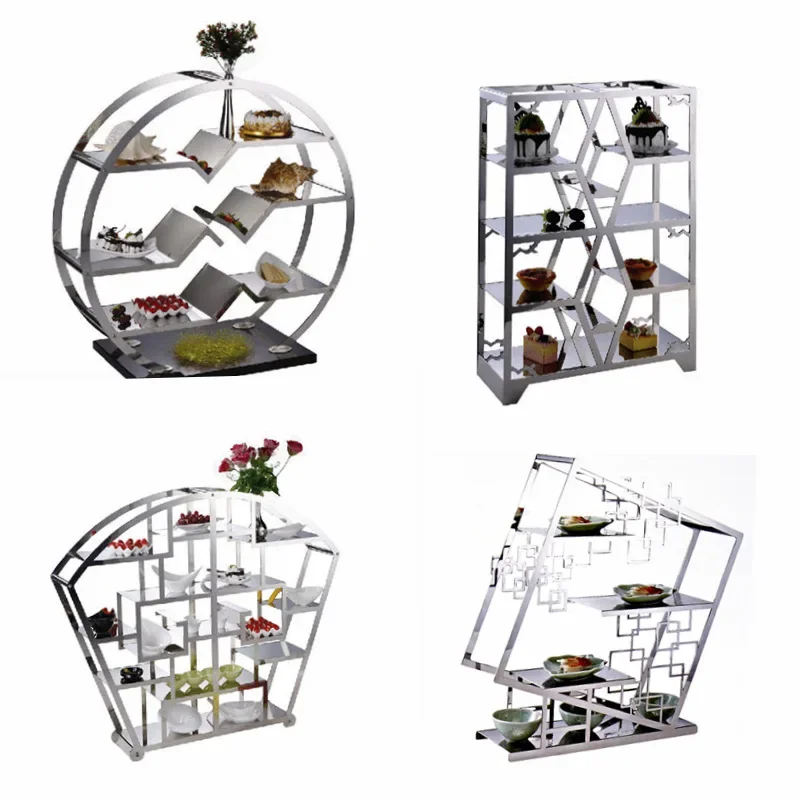 

Stainless Steel Buffet Display Rack Hotel Western Dessert Pastry Rack Antique Rack